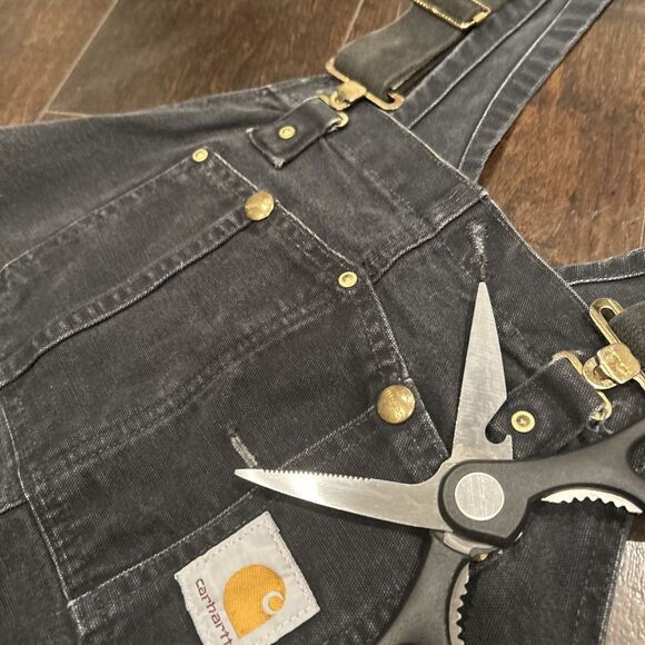 Vintage Carhartt Bib Overalls Mens 44 X 28 Black Gray Knee 90s Y2K - Picture 16 of 16